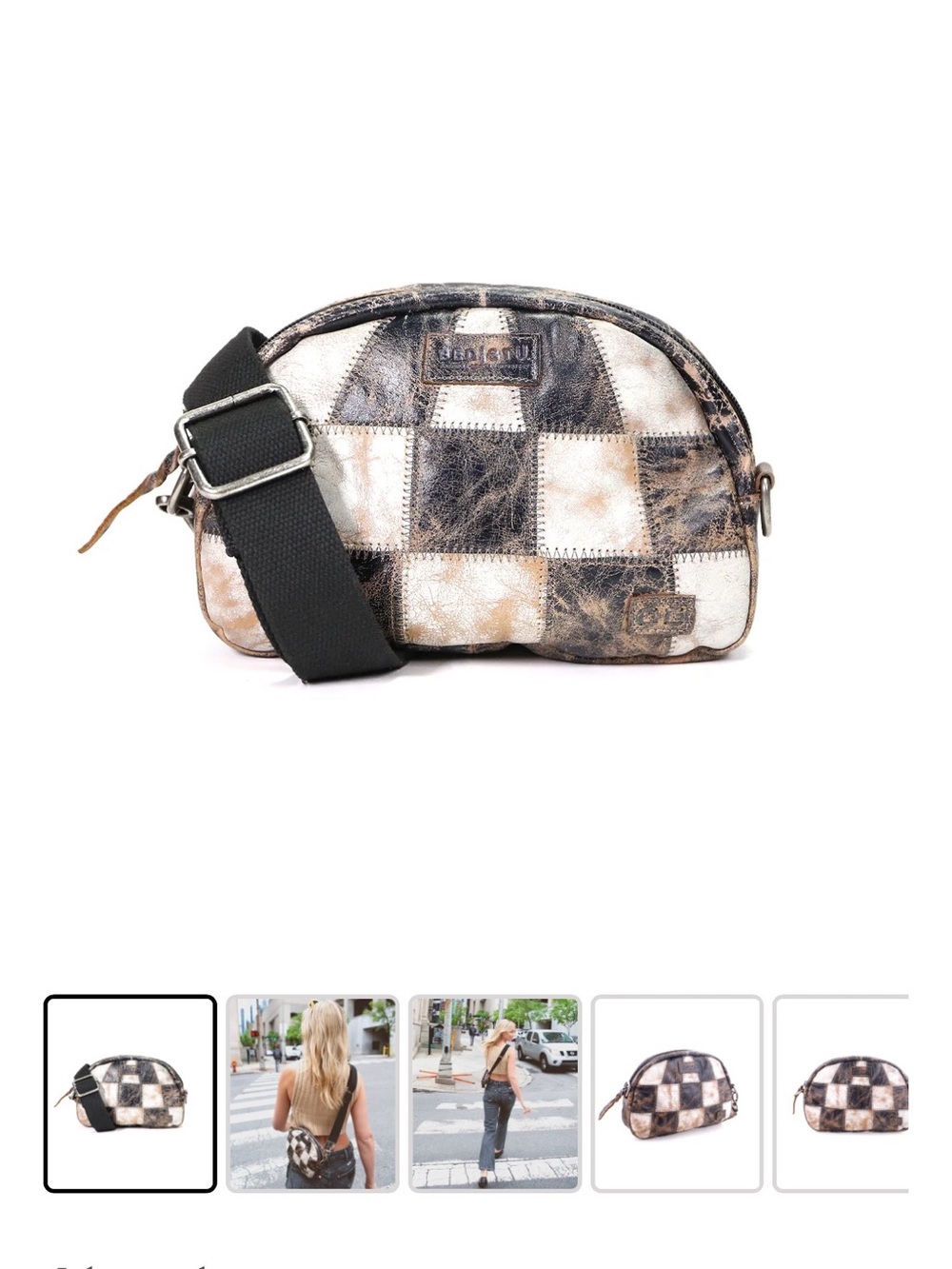 BED|STU Distressed Abundance Crossbody Checkered black and white